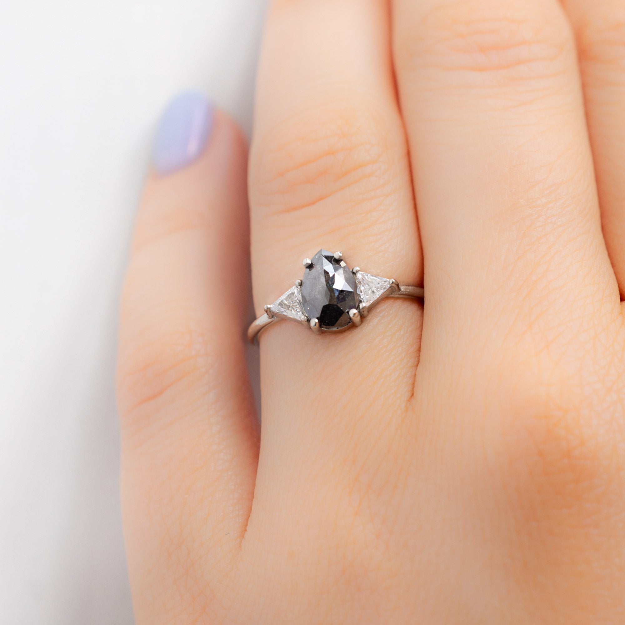 Alexis Russell Engagement Rings The Jade Ring | 1.28ct Pear Black Diamond in 14K White Gold
