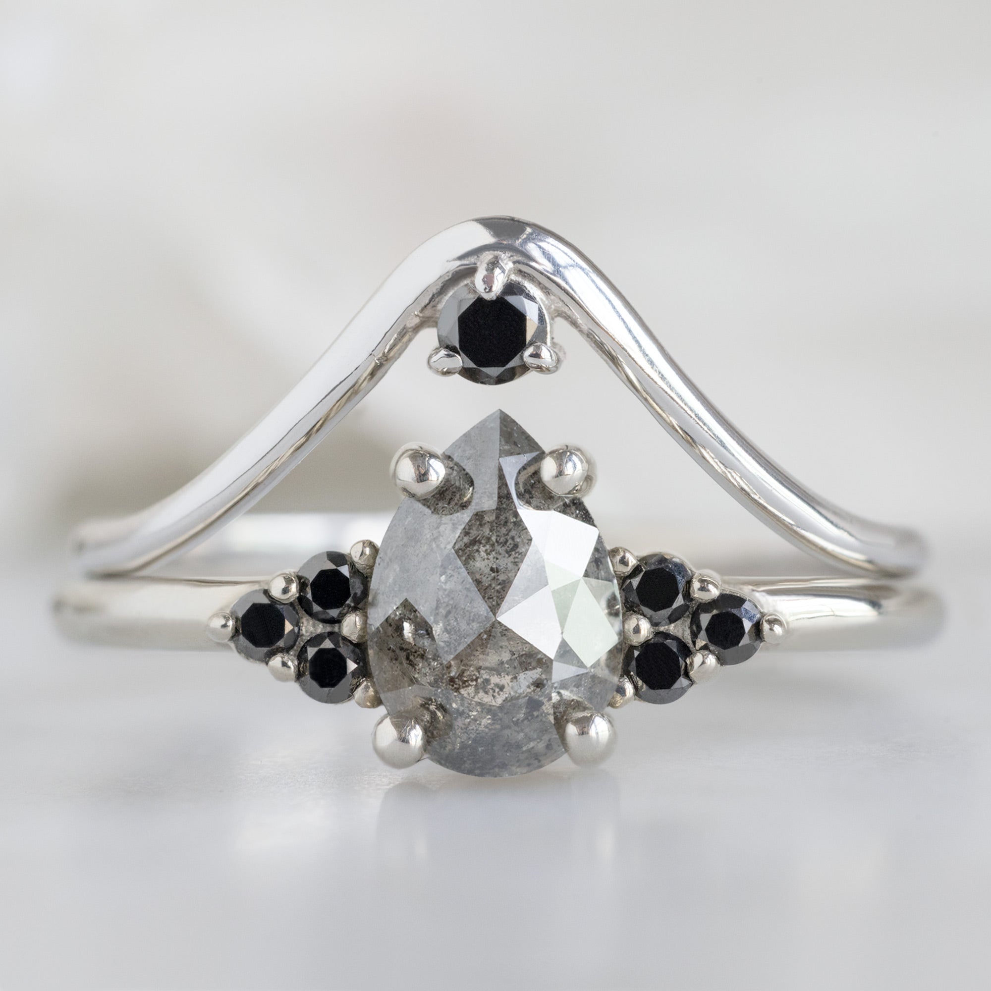 Alexis Russell Engagement Rings The Ivy Ring | 0.82ct Pear Salt and Pepper Diamond in 14K White Gold