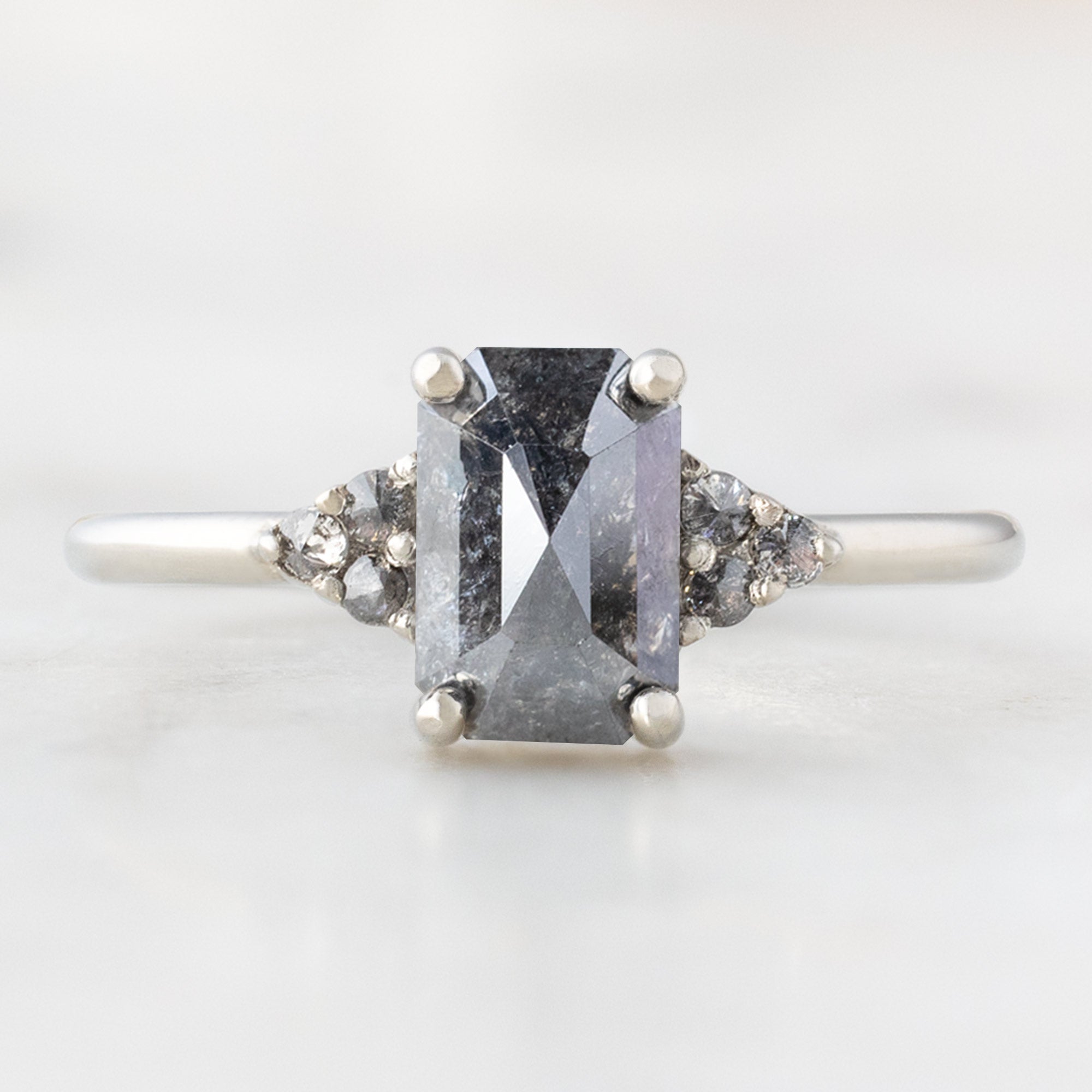 Alexis Russell Engagement Rings The Ivy Ring | 1.35ct Emerald Cut Black Diamond in 14K White Gold