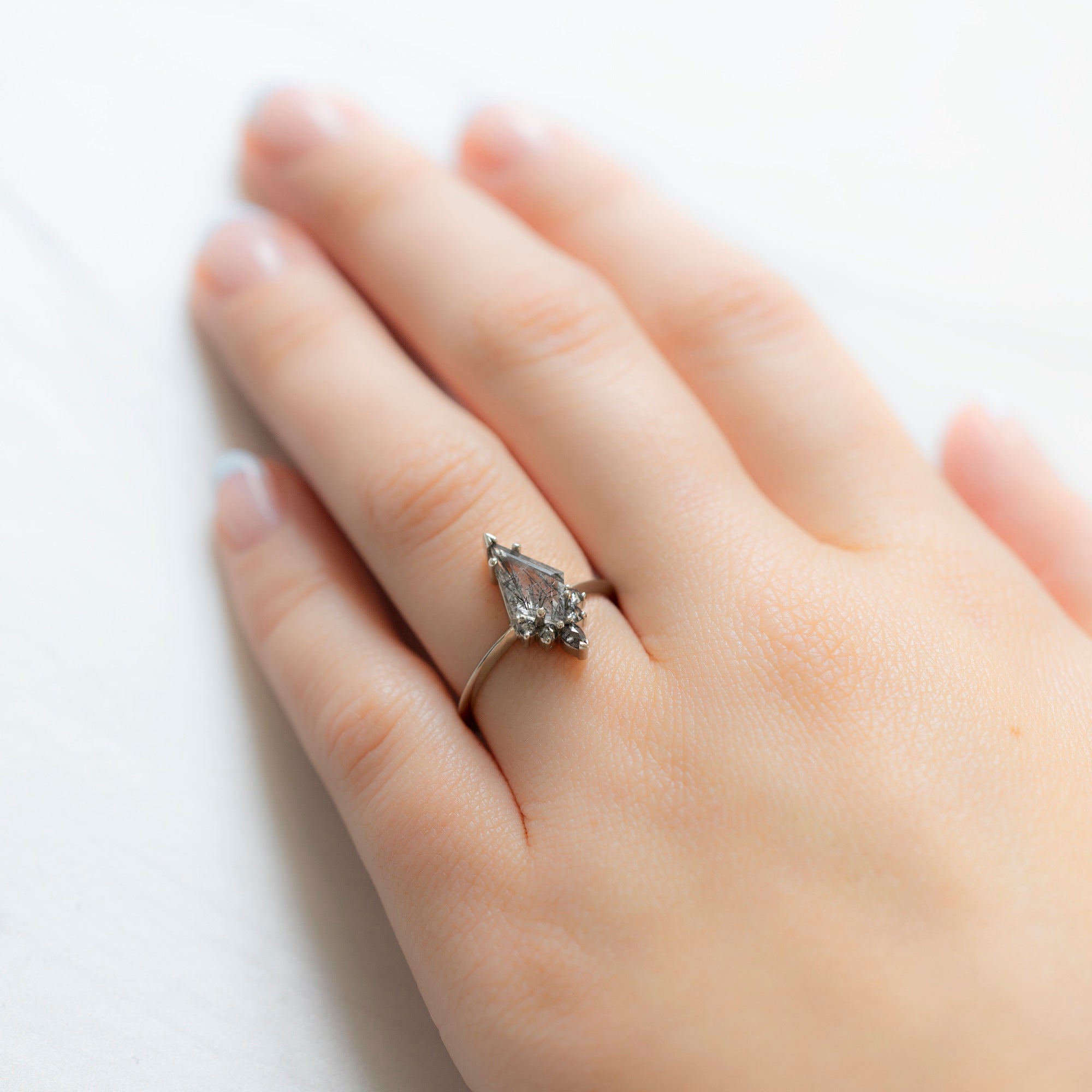 Alexis Russell Engagement Rings The Aster Ring | 1.10ct Kite Tourmaline in Quartz in 14K White Gold