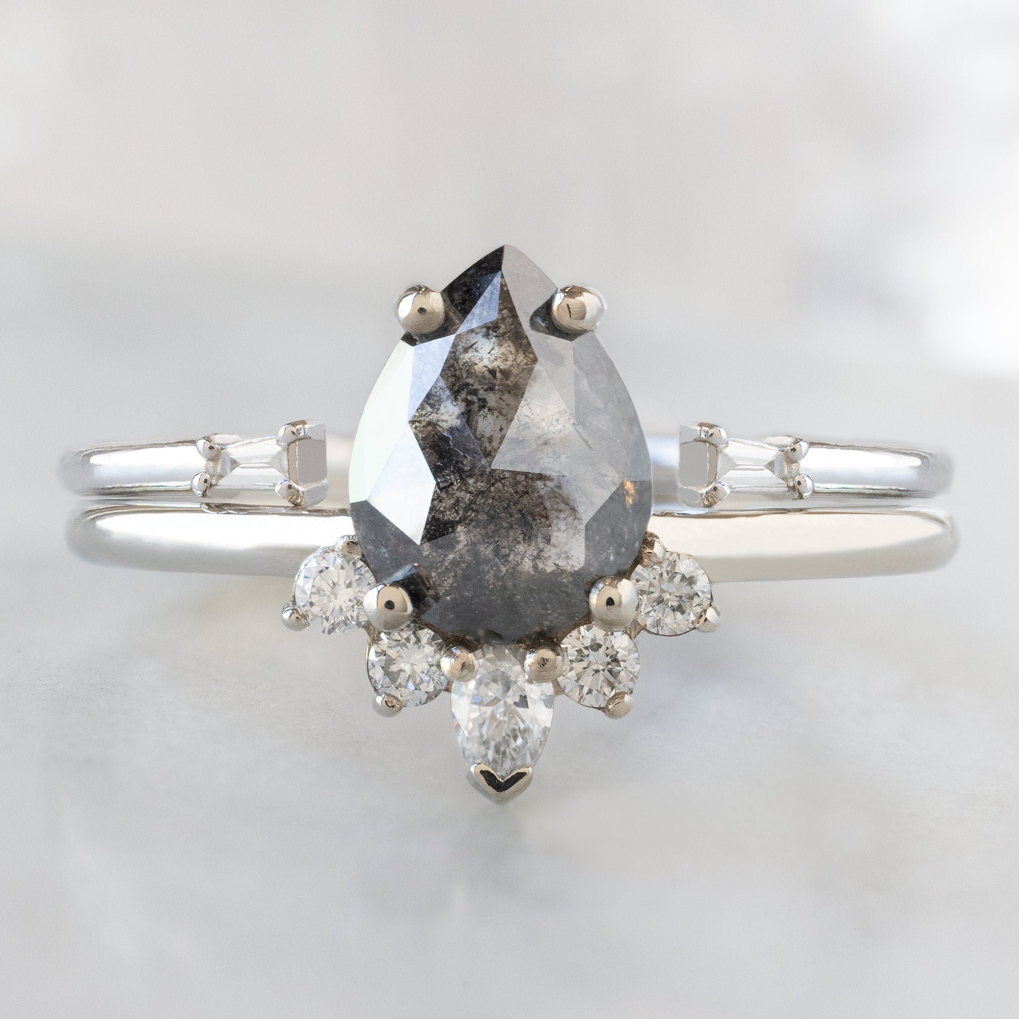 Alexis Russell  Engagement Rings The Aster Ring | 1.32ct Pear Black Diamond in 14K White Gold
