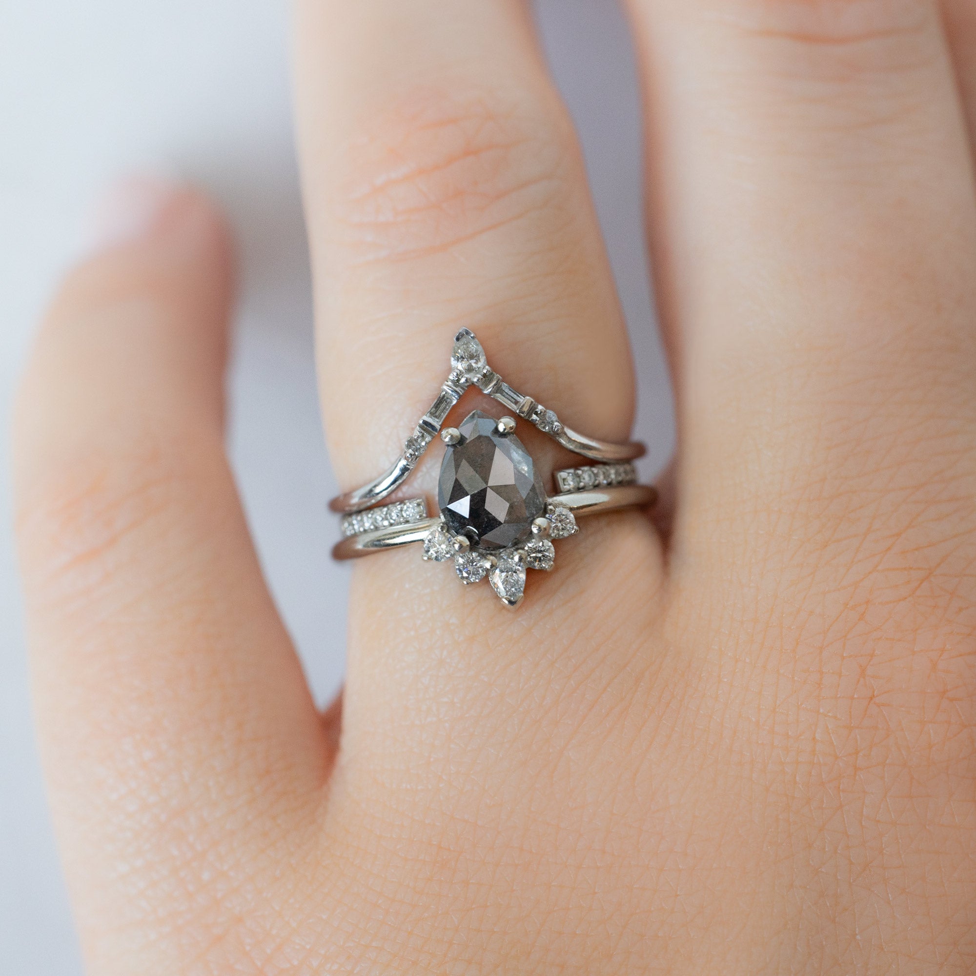 Alexis Russell  Engagement Rings The Aster Ring | 1.32ct Pear Black Diamond in 14K White Gold