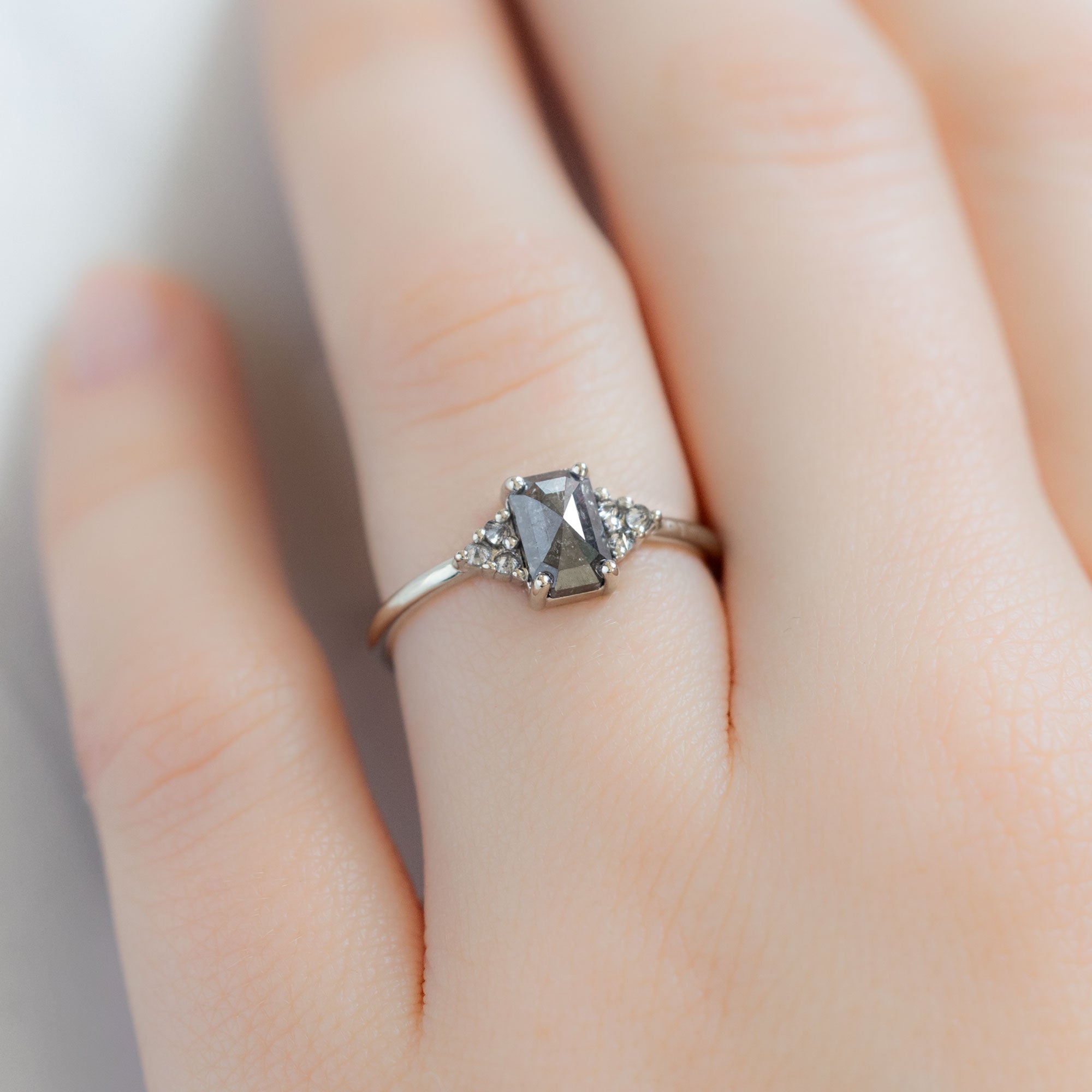 Alexis Russell  Engagement Rings The Ivy Ring | Build Your Own Emerald Cut Salt and Pepper Diamond Engagement Ring