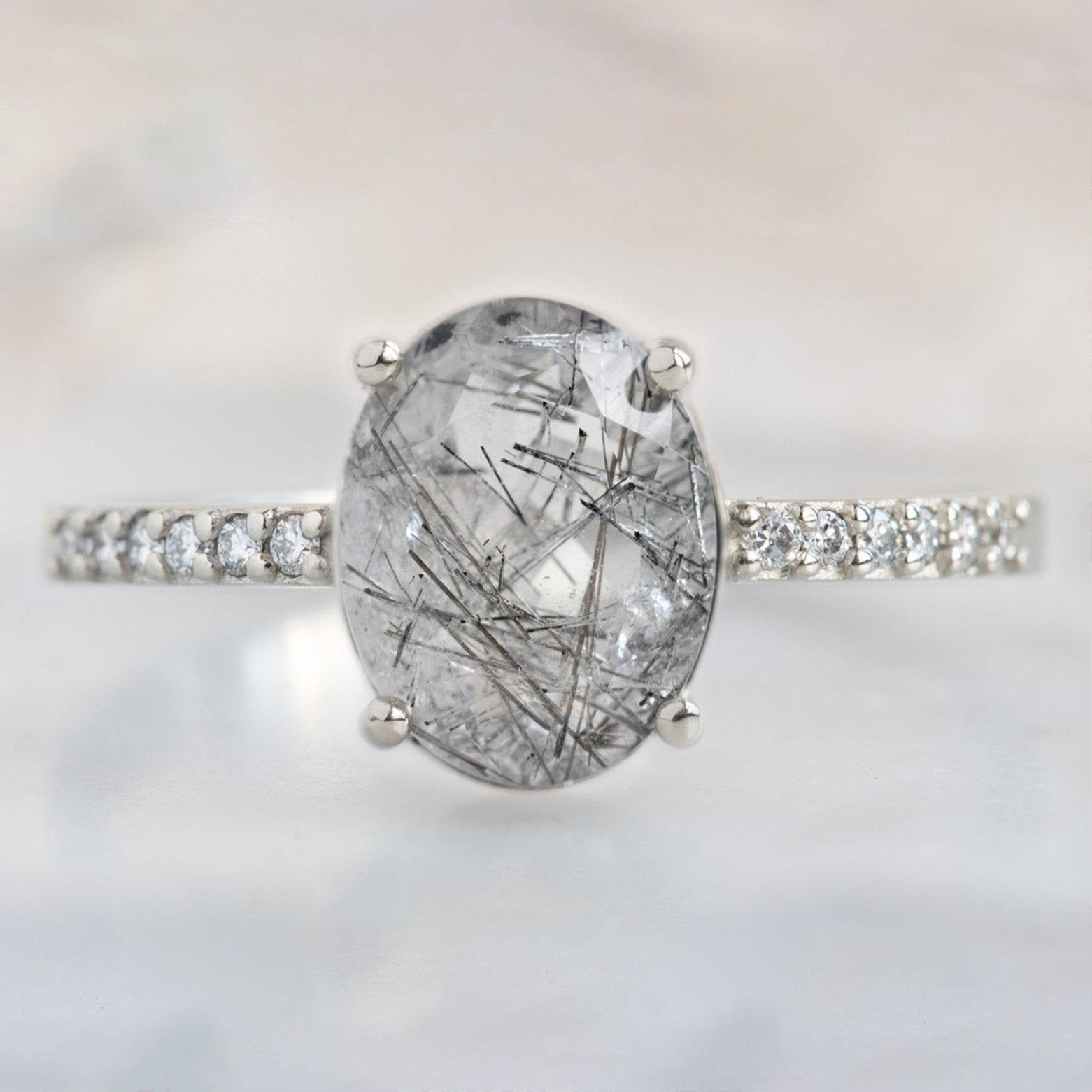 Alexis Russell  Engagement Rings The Willow Ring | with a 1.70ct Oval Tourmaline in Quartz in 14K White Gold