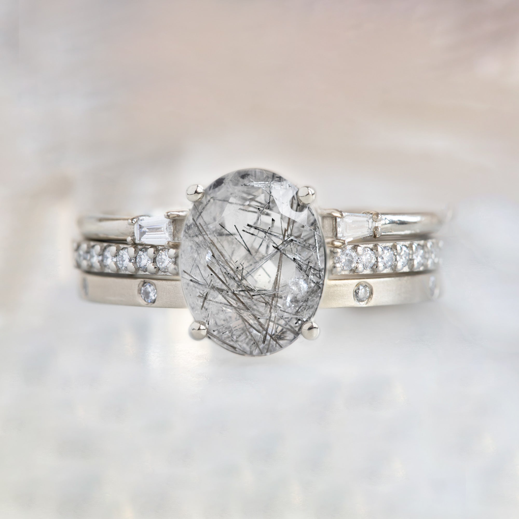 Alexis Russell  Engagement Rings The Willow Ring | with a 1.70ct Oval Tourmaline in Quartz in 14K White Gold