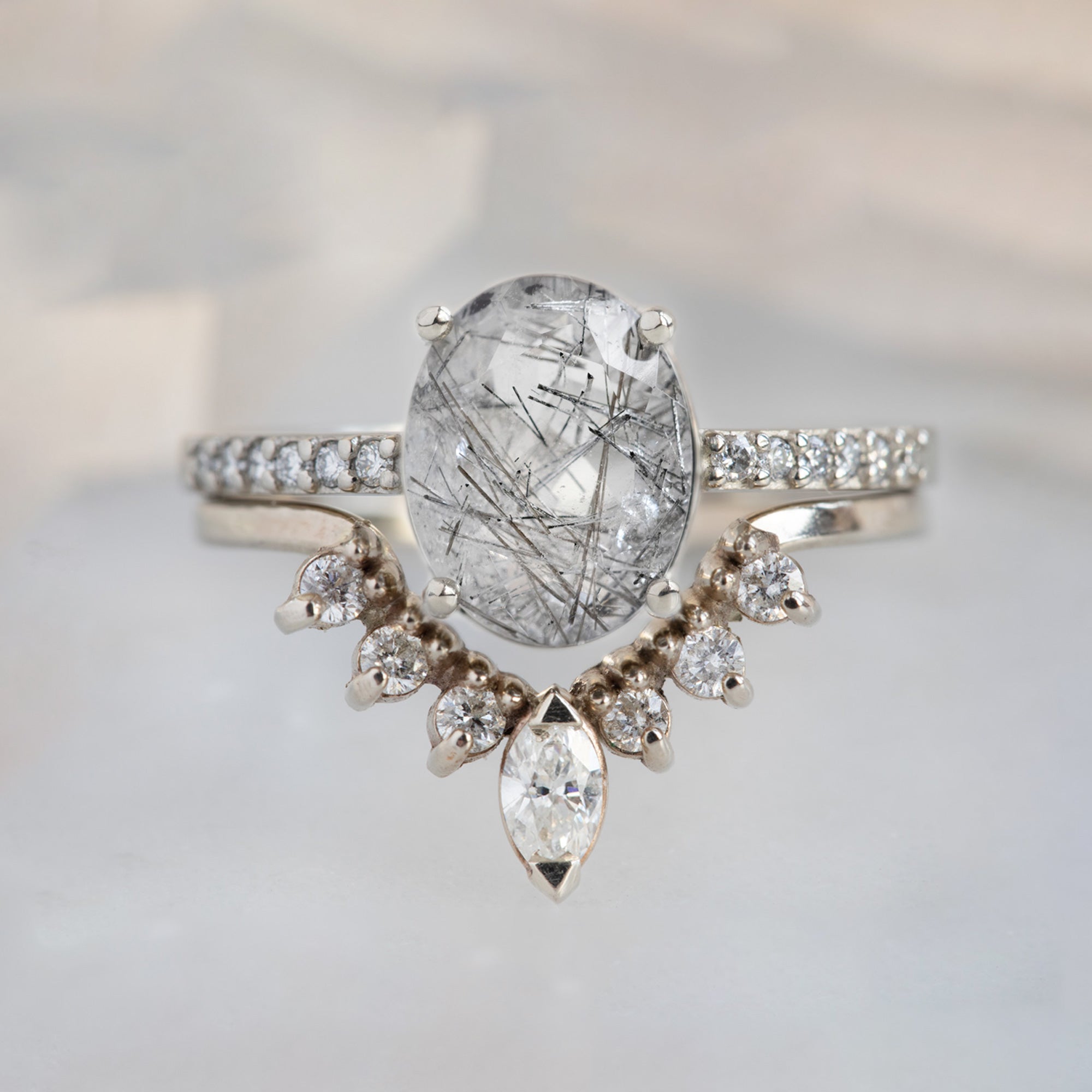 Alexis Russell  Engagement Rings The Willow Ring | with a 1.70ct Oval Tourmaline in Quartz in 14K White Gold