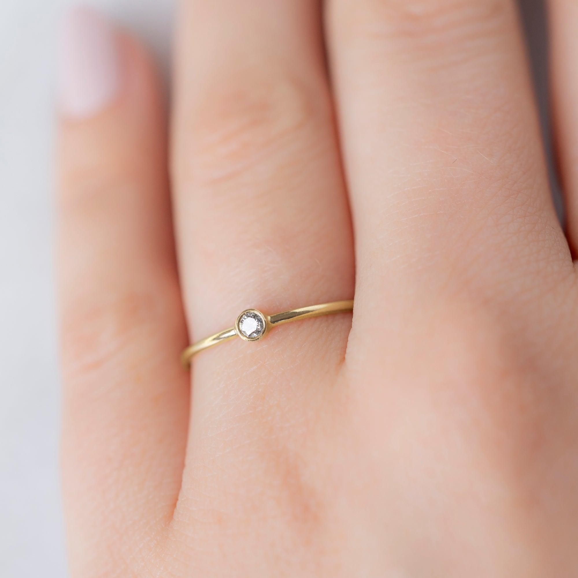 Alexis Russell Rings The Teensy Salt and Pepper Diamond Stacking Ring | Yellow, Rose or White Gold