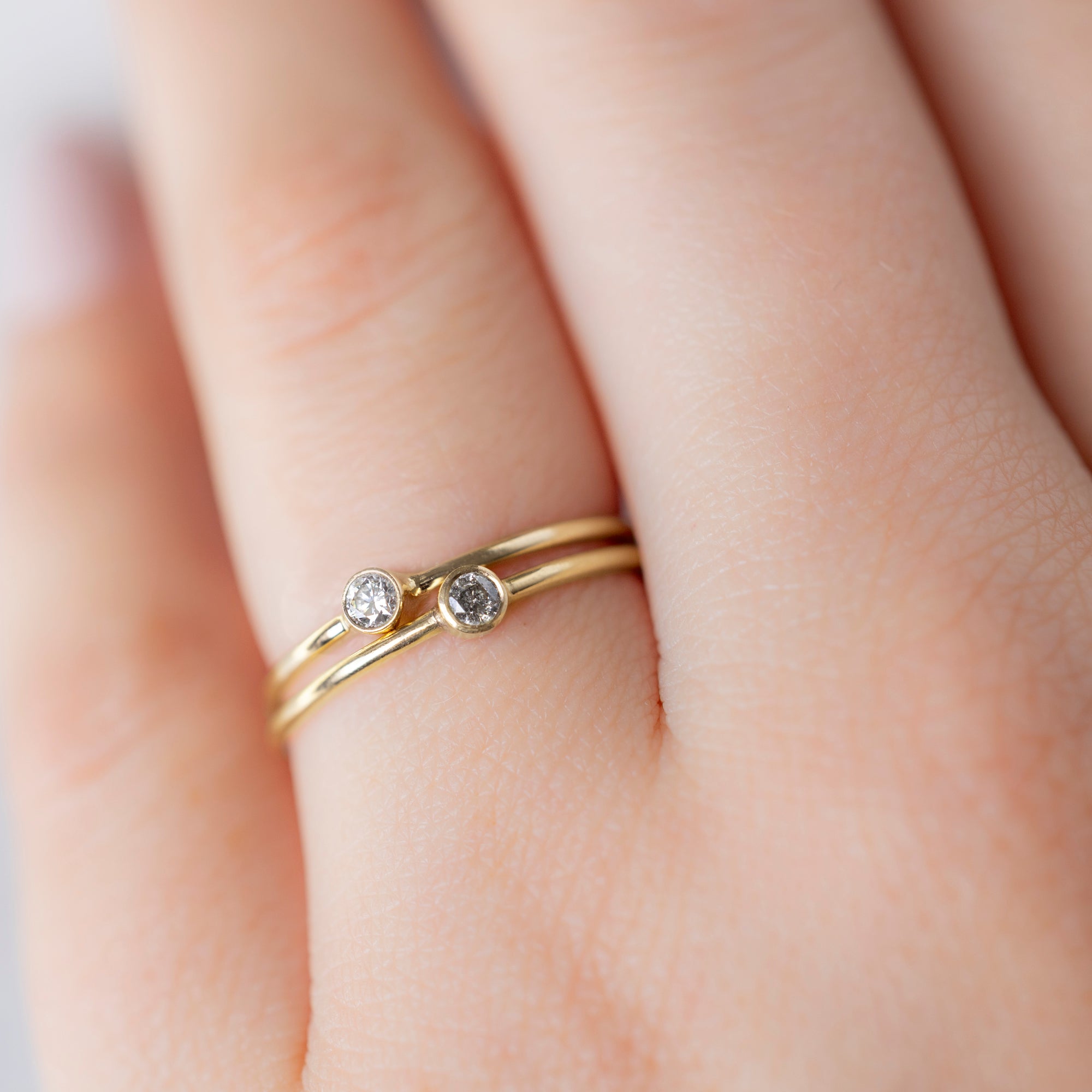 Alexis Russell Rings The Teensy Salt and Pepper Diamond Stacking Ring | Yellow, Rose or White Gold