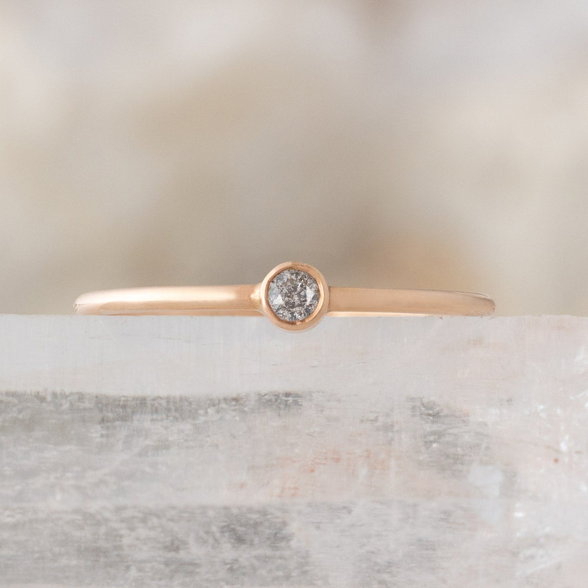 Alexis Russell Rings The Teensy Salt and Pepper Diamond Stacking Ring | Yellow, Rose or White Gold