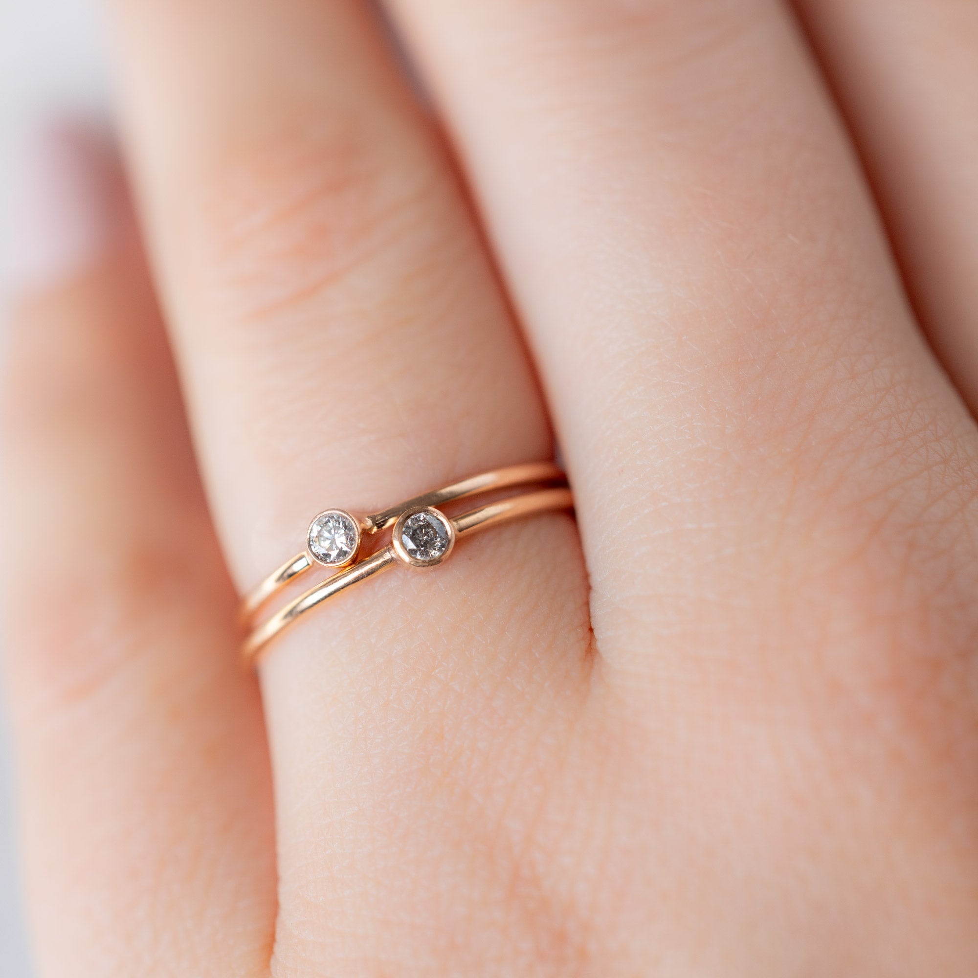 Alexis Russell Rings The Teensy Salt and Pepper Diamond Stacking Ring | Yellow, Rose or White Gold