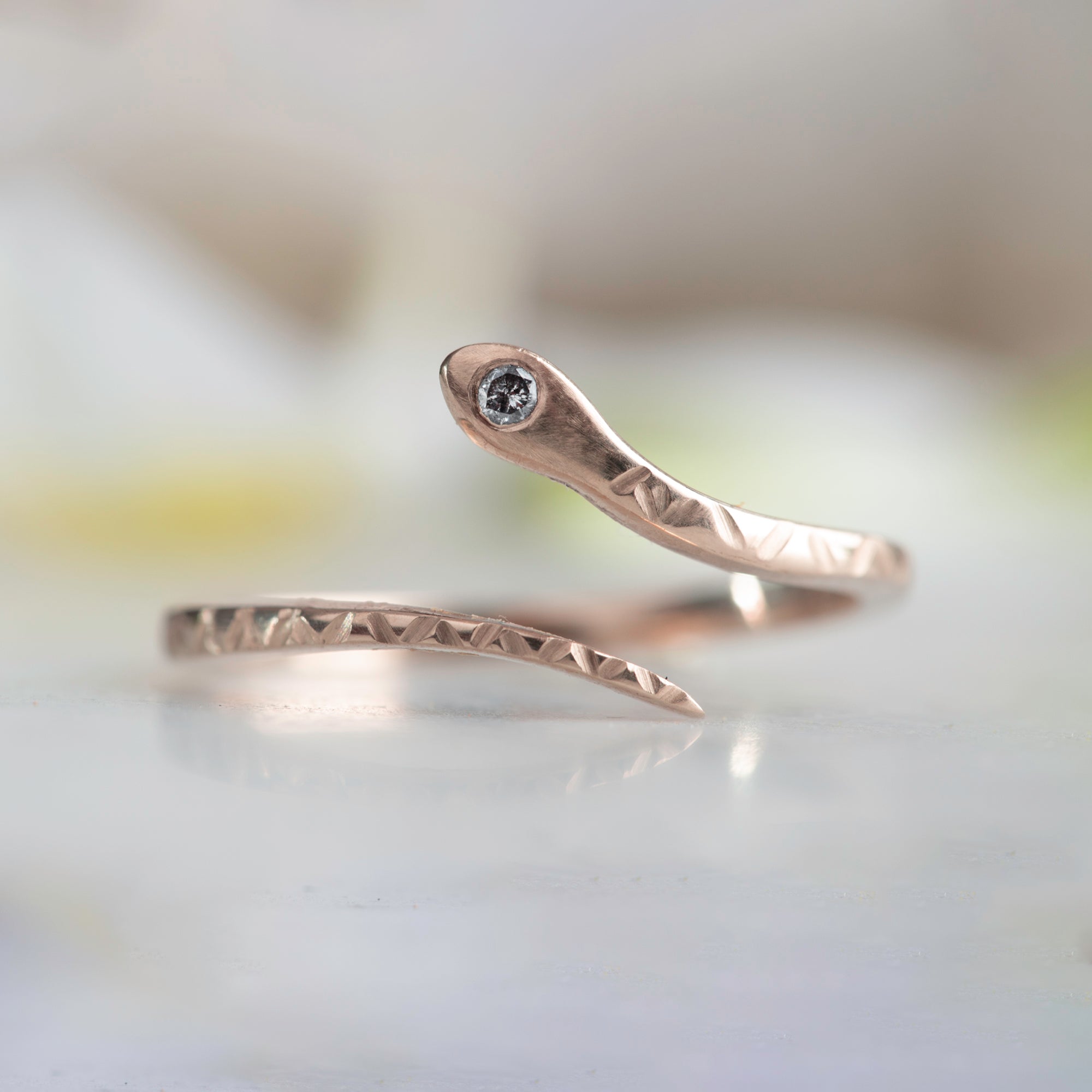 The Salt and Pepper Diamond Serpent Ring | Yellow, Rose or White Gold