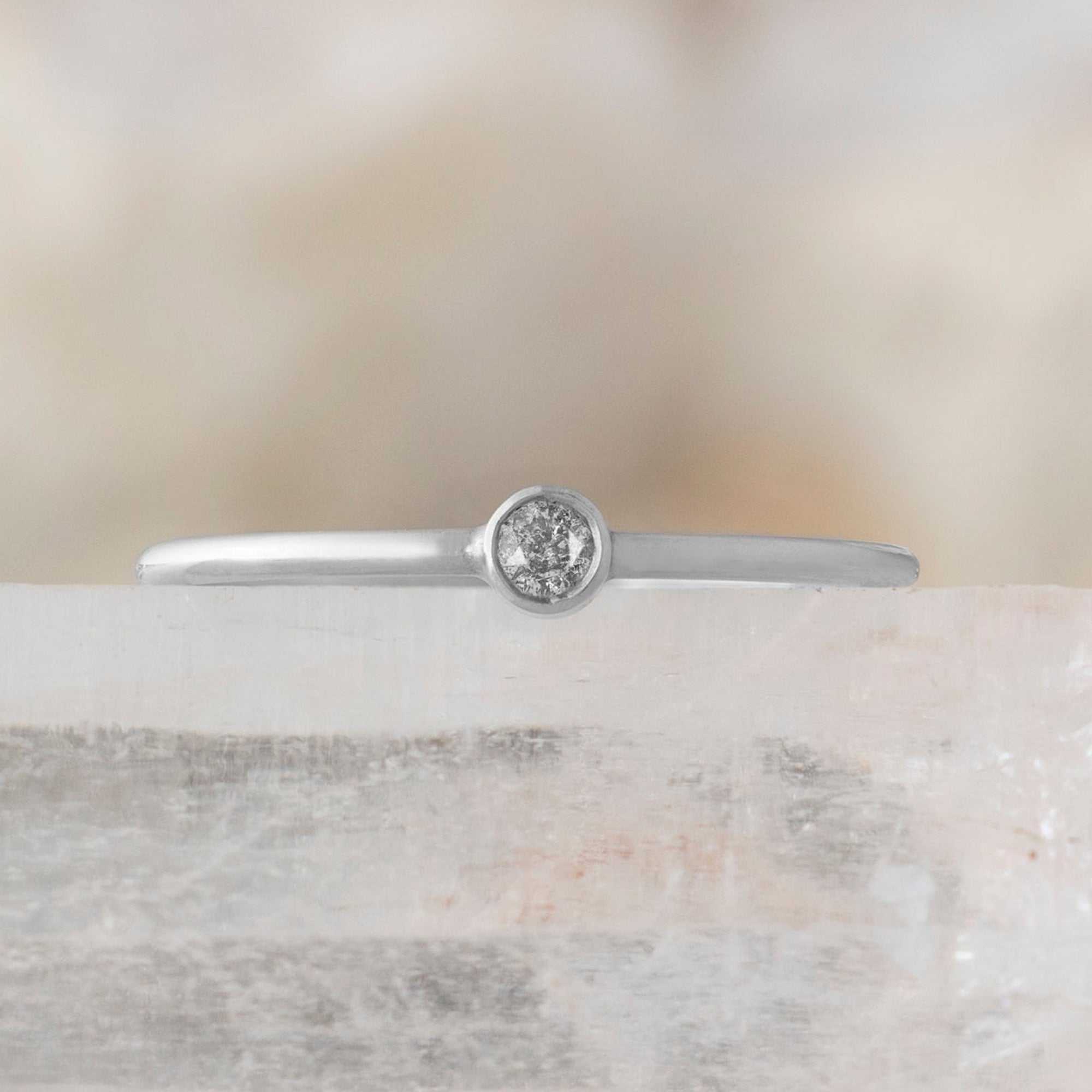 Alexis Russell Rings The Teensy Salt and Pepper Diamond Stacking Ring | Yellow, Rose or White Gold