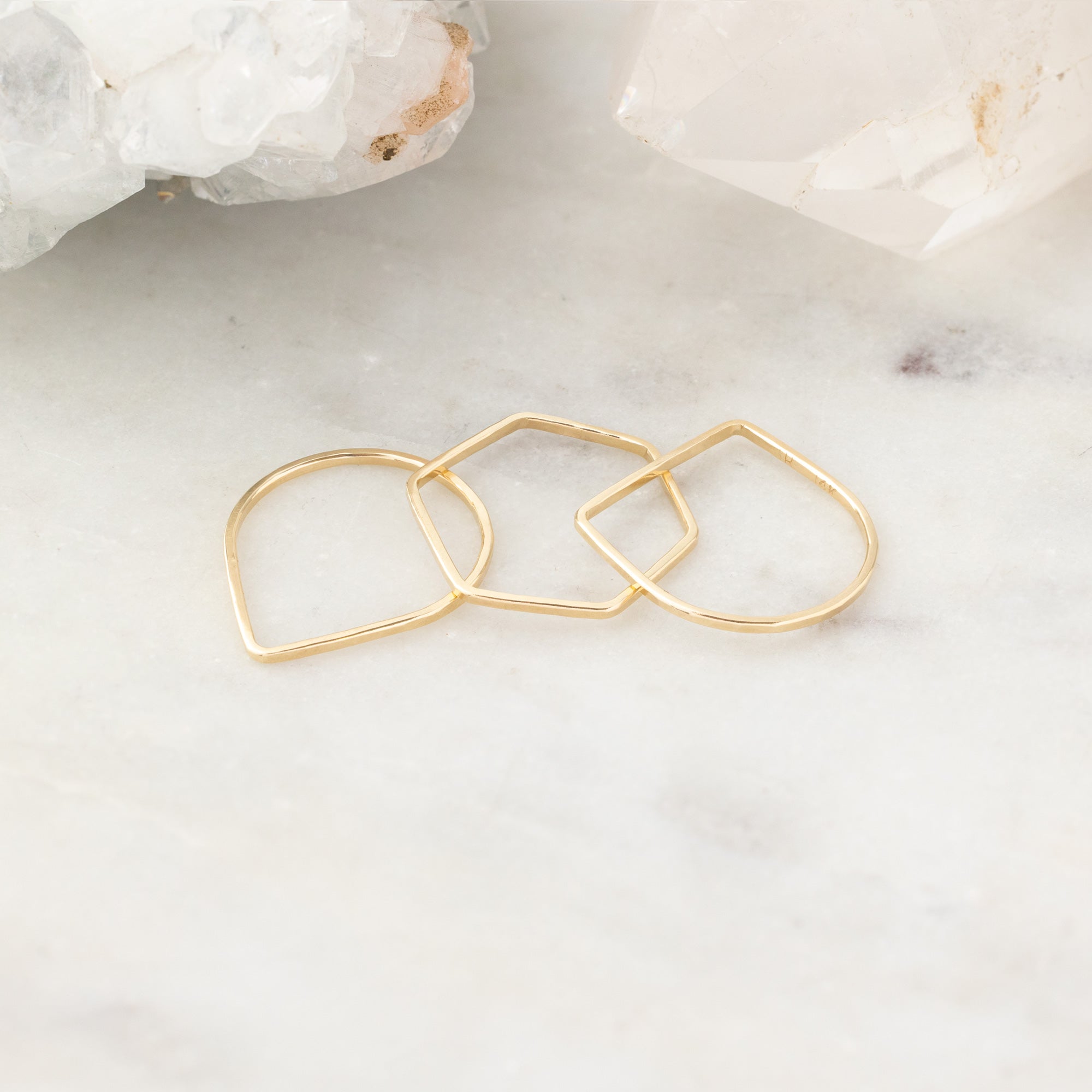 The Geometric Stacking Ring Set | Yellow, Rose or Sterling Silver