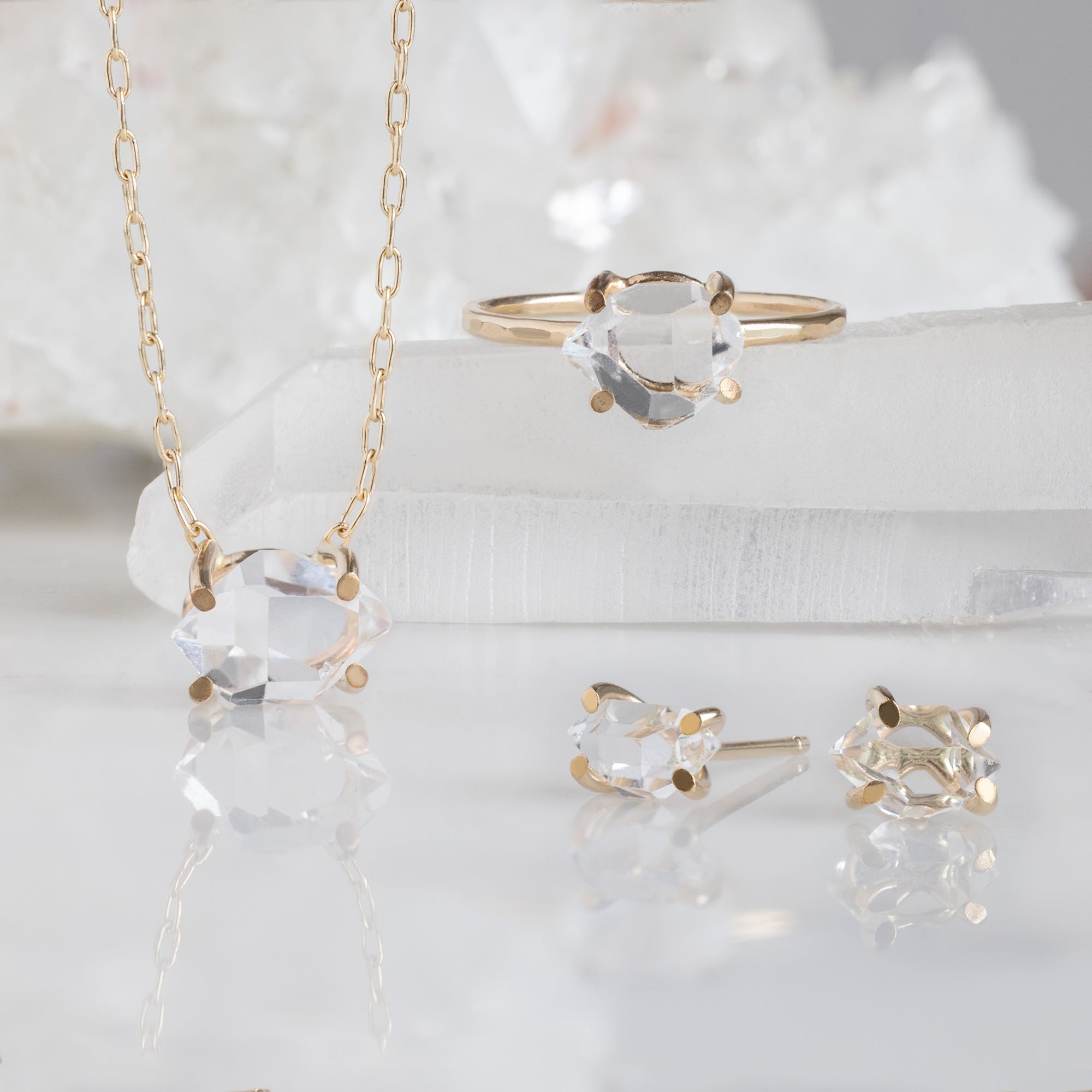 Alexis Russell  Jewelry Sets The Herkimer Diamond Set | Yellow, Rose or Sterling Silver