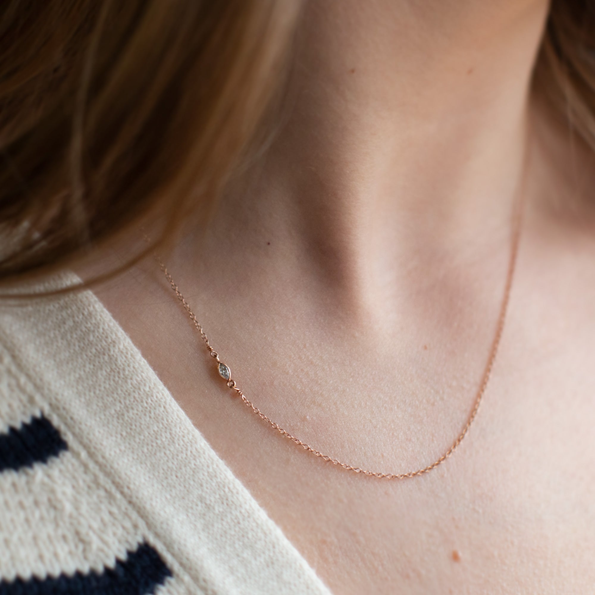 Alexis Russell Necklaces The Asymmetrical White Diamond Eye Necklace | Yellow, Rose or White Gold
