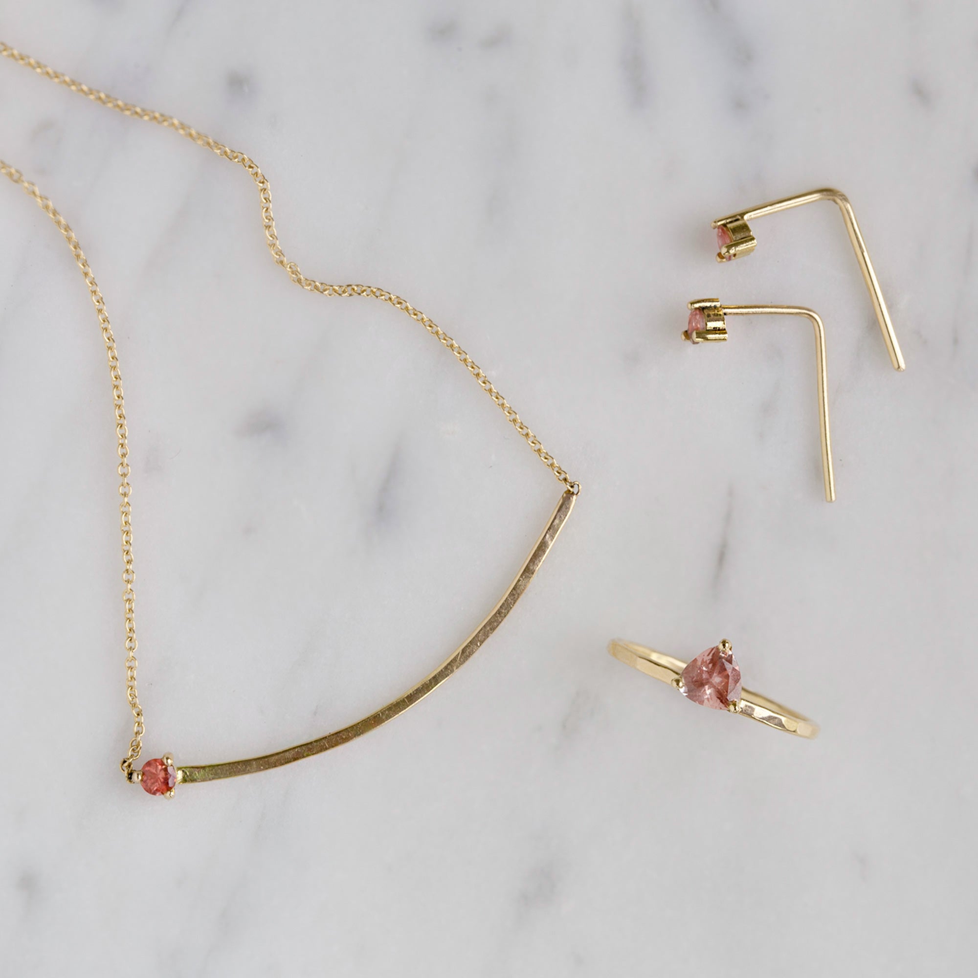 The Sunstone Gemstone Arc Necklace | Yellow, Rose or White Gold