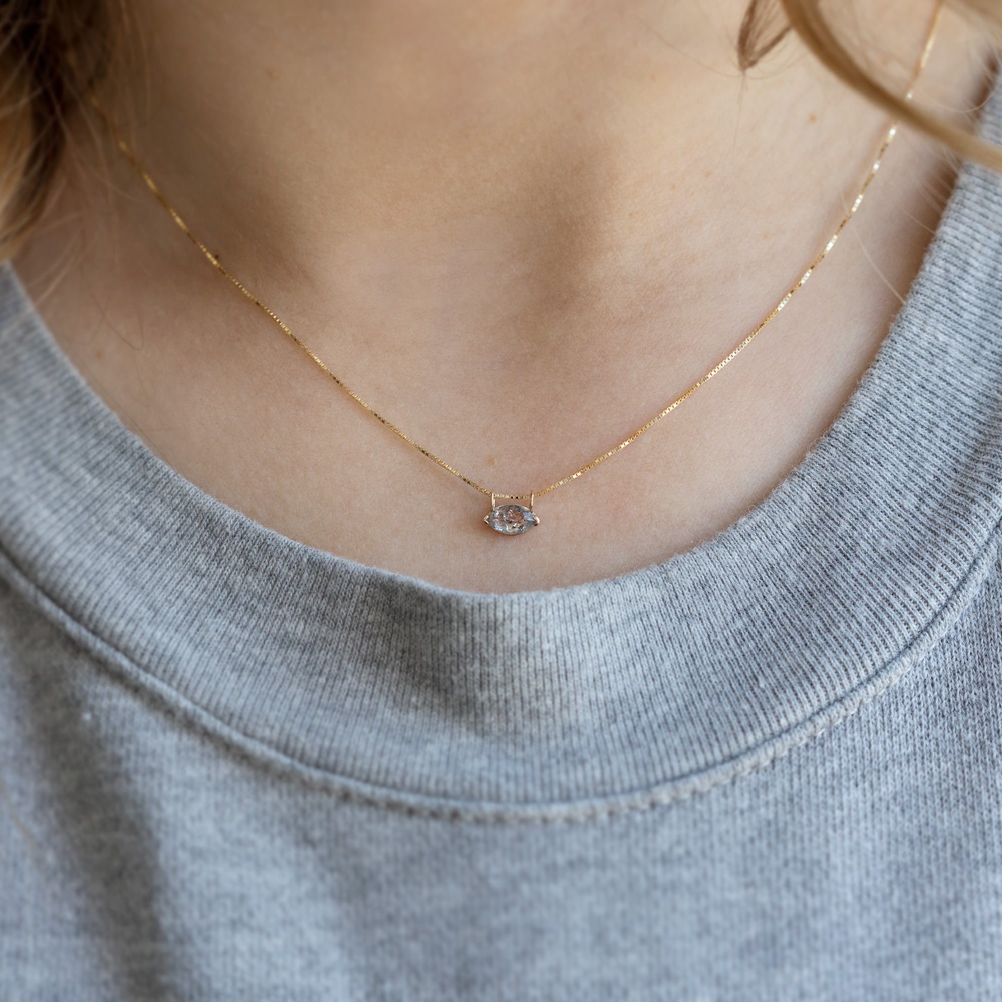 Alexis Russell Necklaces The Salt and Pepper Diamond Eye Necklace | Yellow, Rose or White Gold
