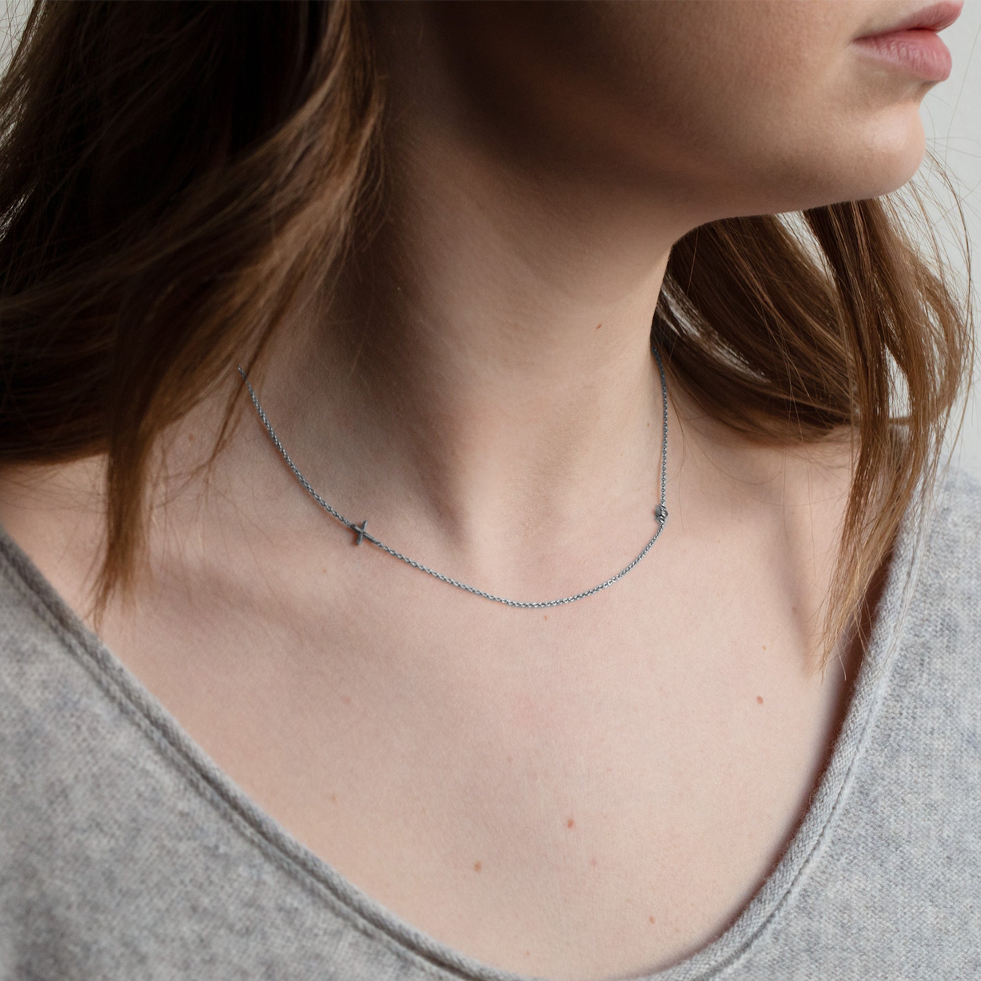 Alexis Russell Necklaces The XO' Salt and Pepper Diamond Necklace | Sterling Silver