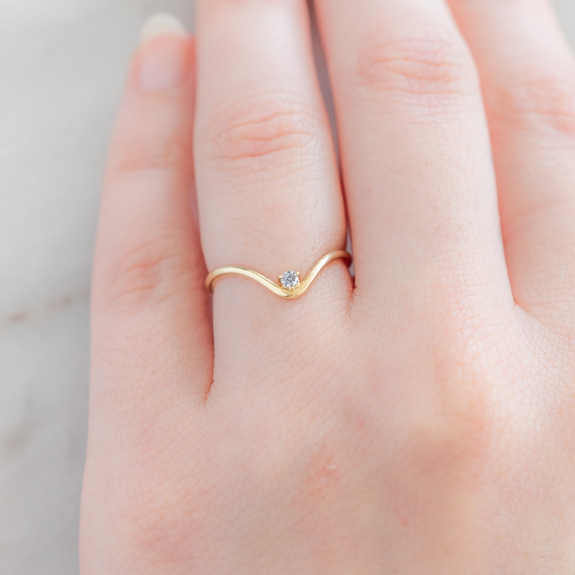 Alexis Russell Wedding Bands White Diamond Peak Stacking Band | Yellow, Rose or White Gold