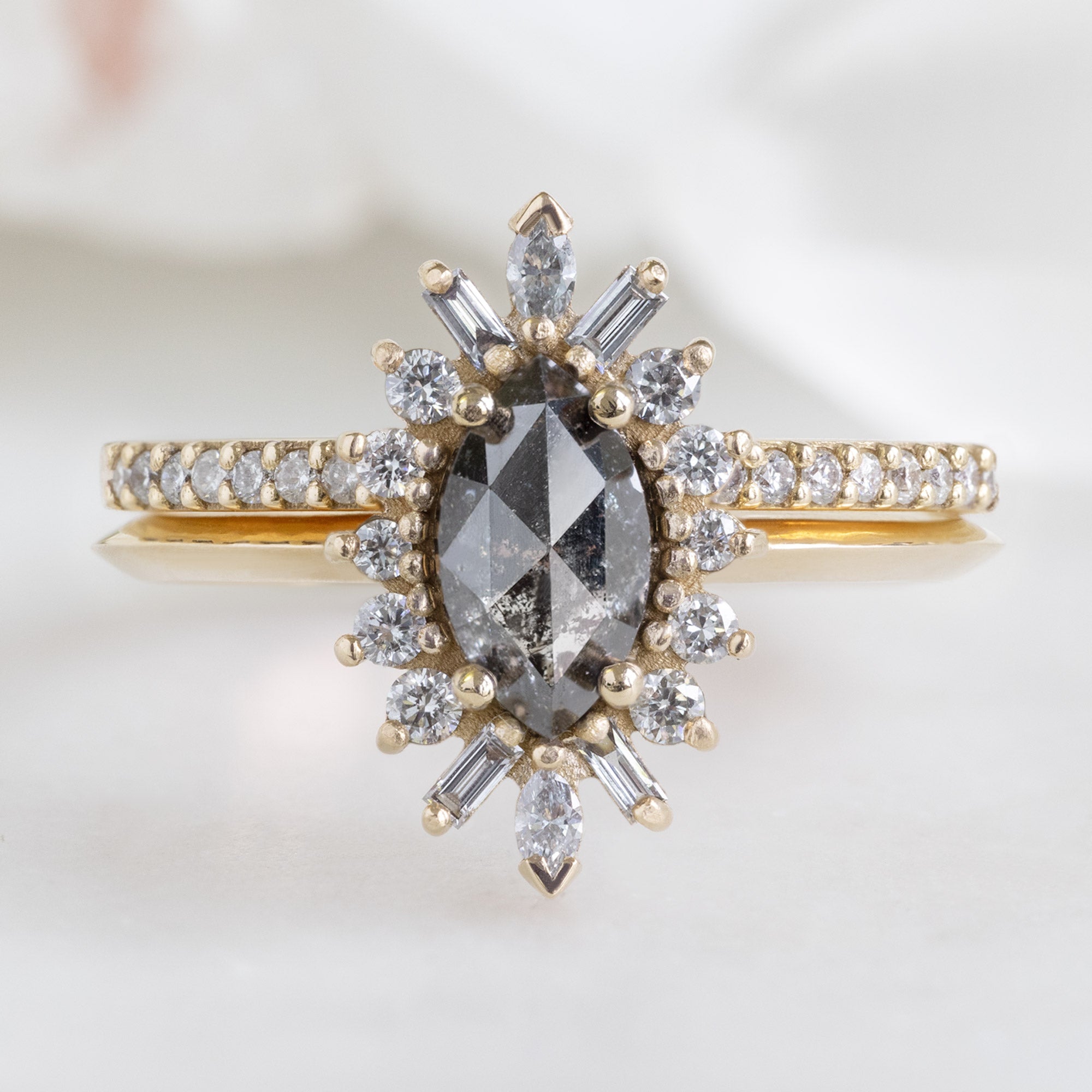 The Salt and Pepper Diamond Pavé Wedding Band | Yellow, Rose or White Gold