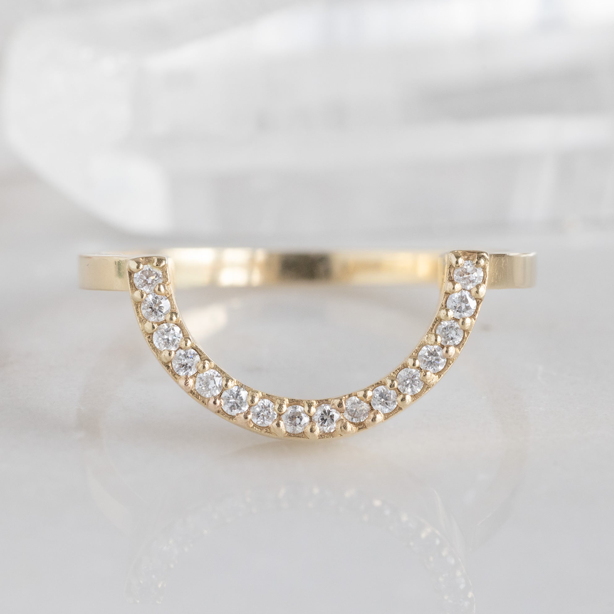 White Diamond Pavé Wide Arc Stacking Band | Yellow, Rose or White Gold