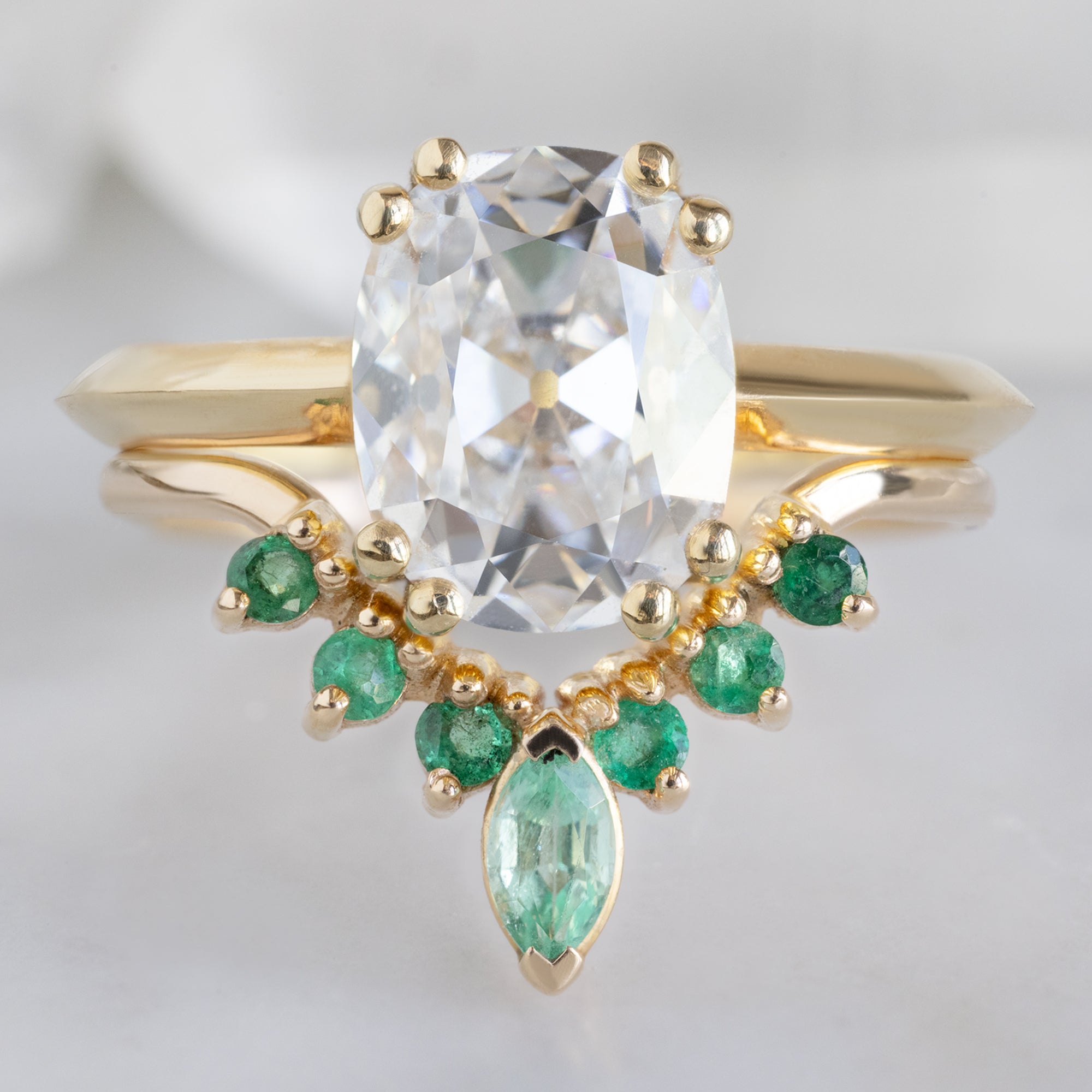 Emerald Marquise Sunburst Stacking Band | Yellow, Rose or White Gold