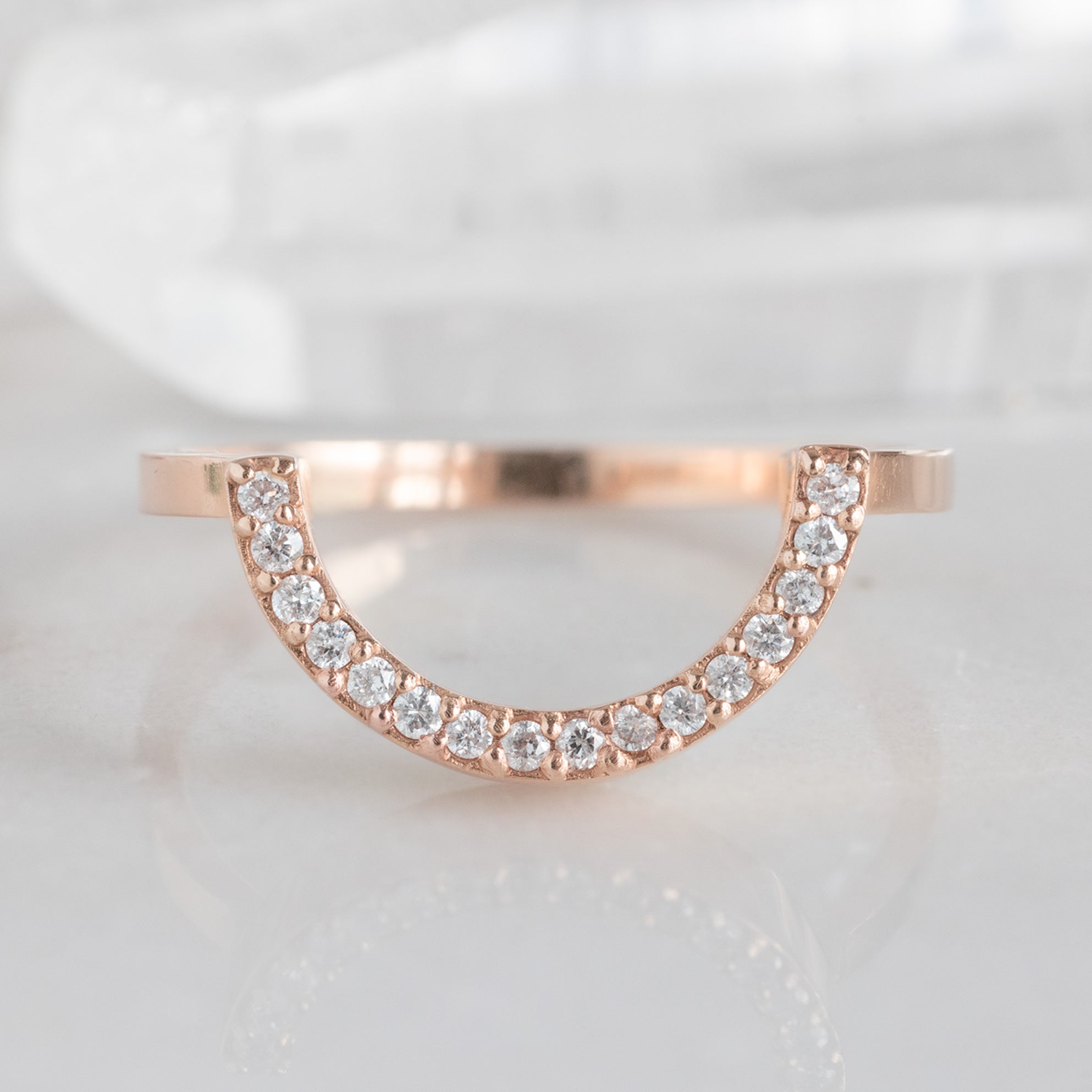 White Diamond Pavé Wide Arc Stacking Band | Yellow, Rose or White Gold