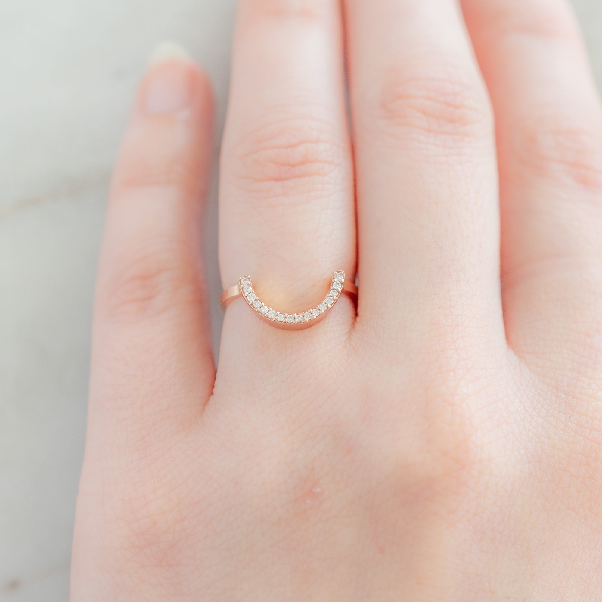 White Diamond Pavé Wide Arc Stacking Band | Yellow, Rose or White Gold