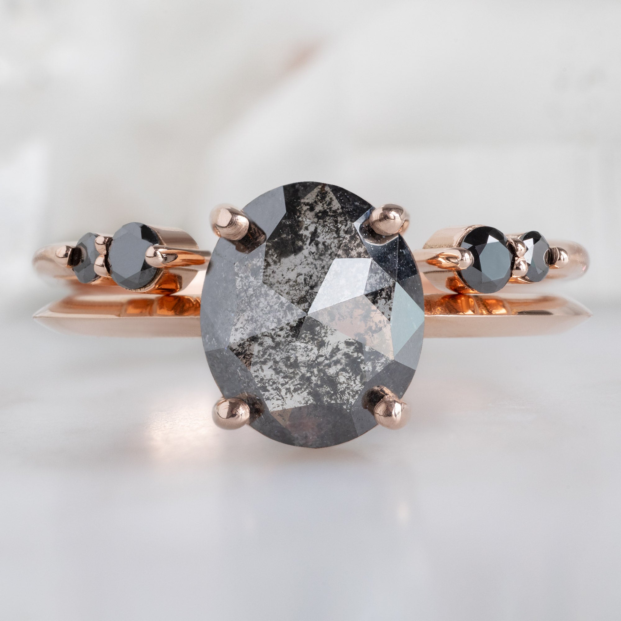 The Luxe Open Cuff Round Black Diamond Stacking Band | Yellow, Rose or White Gold
