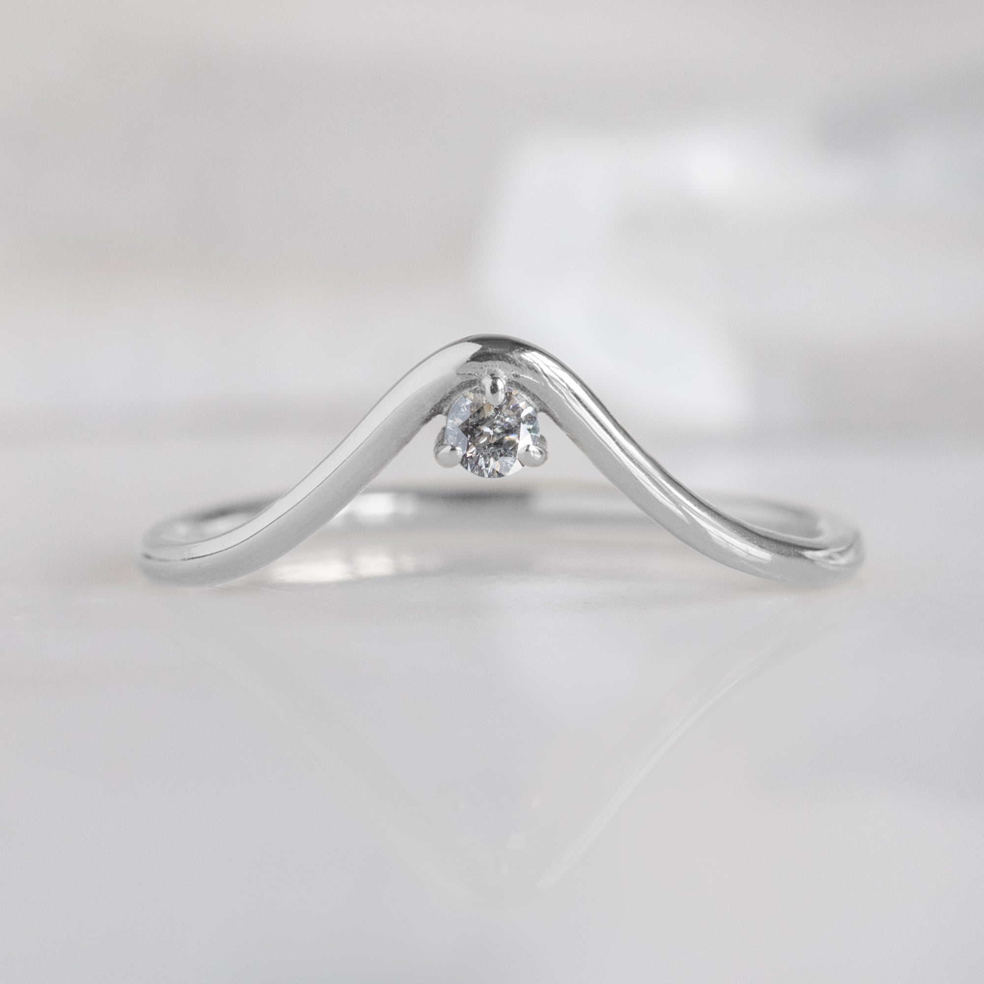 Alexis Russell Wedding Bands Salt and Pepper Diamond Peak Stacking Band | White Gold