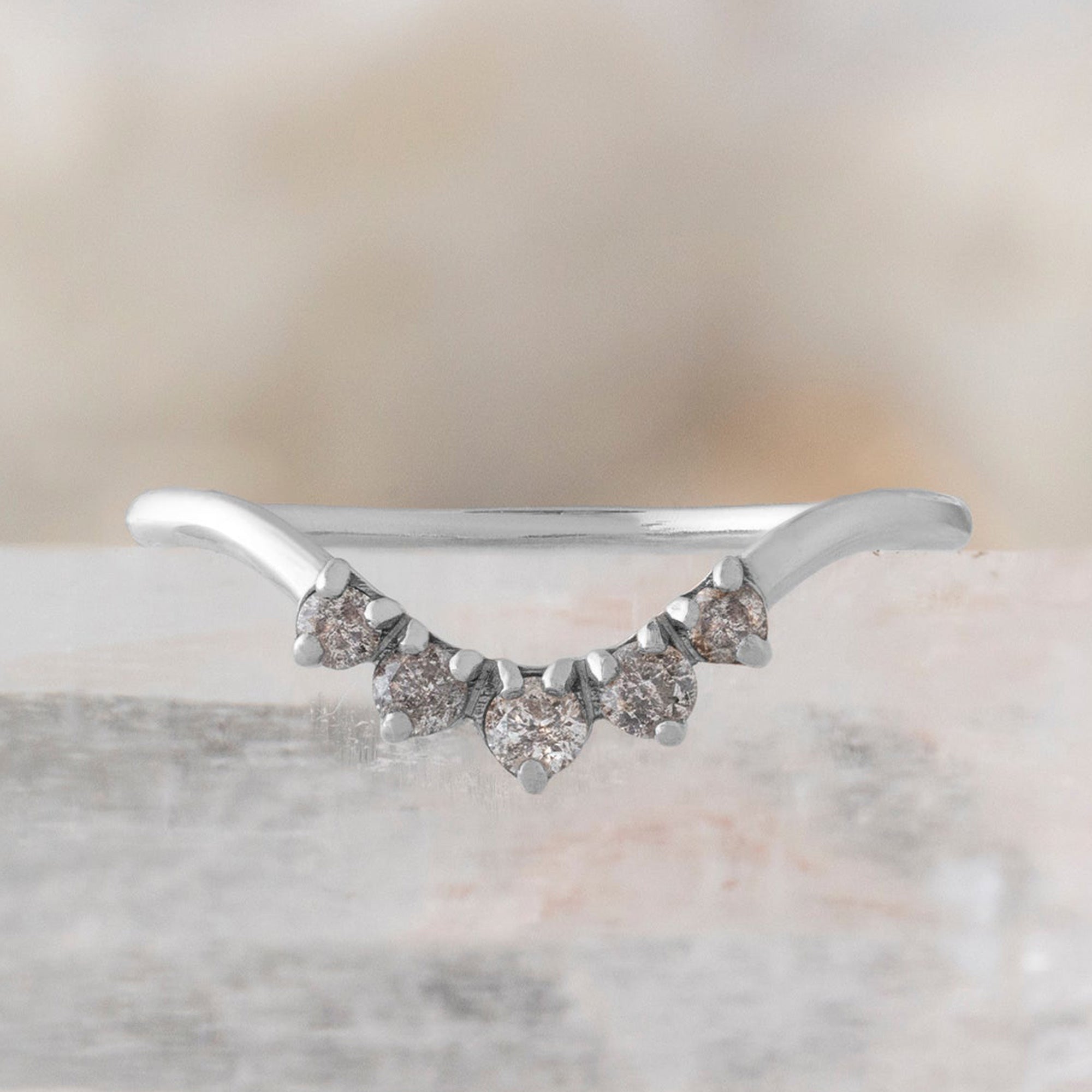 Round Salt and Pepper Diamond Sunburst Stacking Band | Yellow, Rose or White Gold