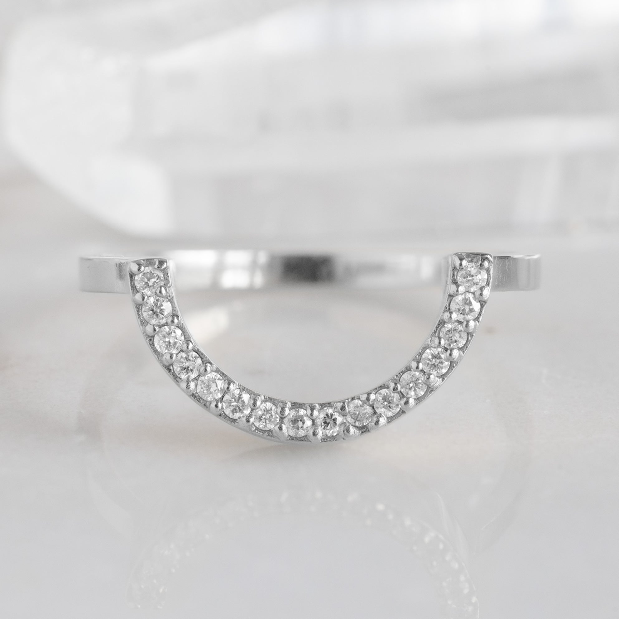 White Diamond Pavé Wide Arc Stacking Band | Yellow, Rose or White Gold