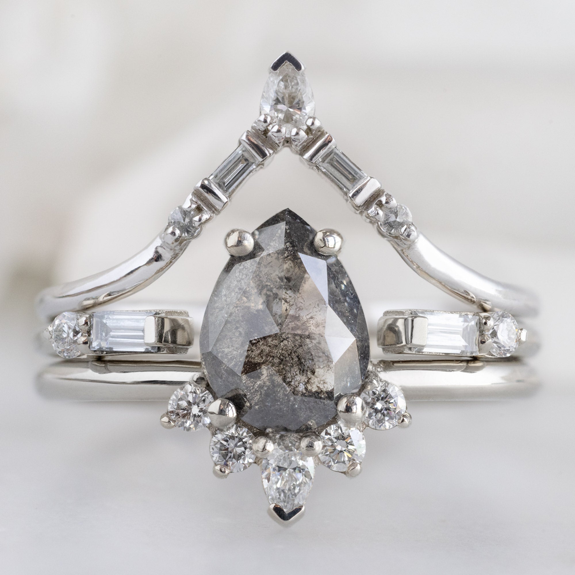 The Luxe Open Cuff Baguette White Diamond Stacking Band | Yellow, Rose or White Gold