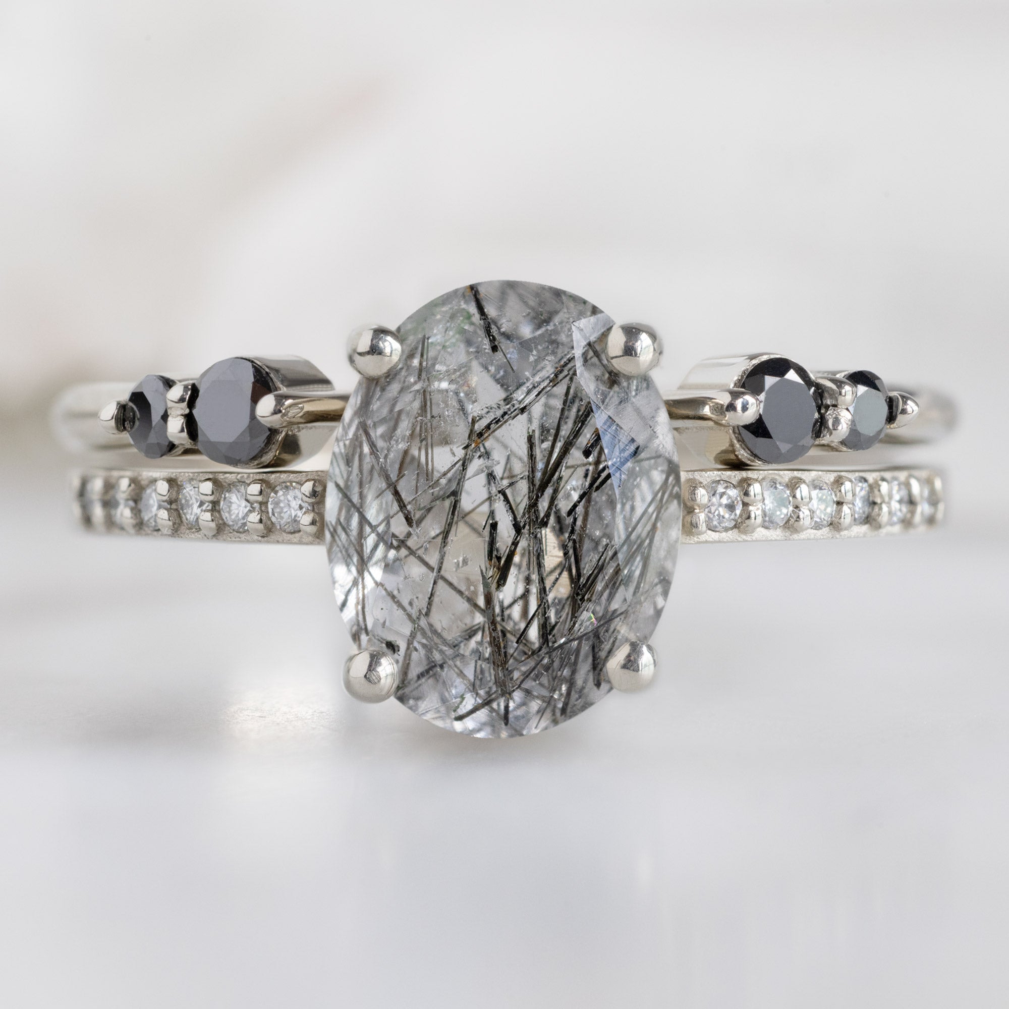The Luxe Open Cuff Round Black Diamond Stacking Band | Yellow, Rose or White Gold